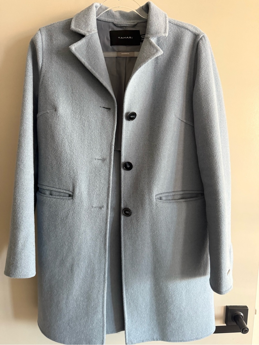 Tahari Single-Breasted Wool-Blend Coat in powder blue